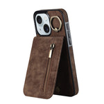 Custodia per telefono con slot per scheda RFID con anello retrò e cerniera, For iPhone 15 Pro Max, For iPhone 15 Pro, For iPhone 15 Plus