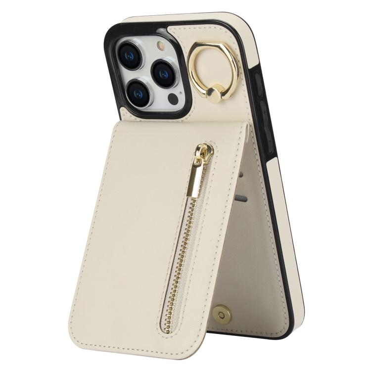 Custodia per telefono con slot per scheda RFID con anello retrò e cerniera, For iPhone 17, For iPhone Air, For iPhone 16 Pro Max