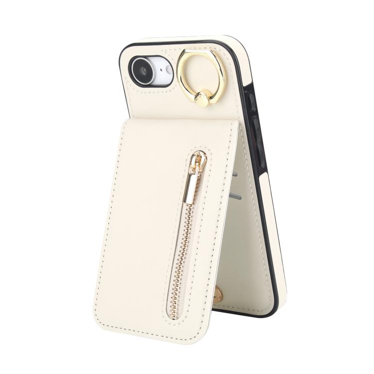 Custodia per telefono con slot per scheda RFID con anello retrò e cerniera, For iPhone 17e / 16e, For iPhone 17 Pro Max, For iPhone 17 Pro