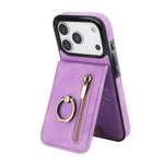 Custodia per telefono con slot per scheda RFID con anello retrò e cerniera, For iPhone 17e / 16e, For iPhone 17 Pro Max, For iPhone 17 Pro