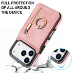 Custodia per telefono con slot per scheda RFID con anello retrò e cerniera, For iPhone 17e / 16e, For iPhone 17 Pro Max, For iPhone 17 Pro