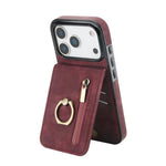 Custodia per telefono con slot per scheda RFID con anello retrò e cerniera, For iPhone 17e / 16e, For iPhone 17 Pro Max, For iPhone 17 Pro
