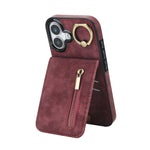 Custodia per telefono con slot per scheda RFID con anello retrò e cerniera, For iPhone 17, For iPhone Air, For iPhone 16 Pro Max