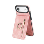 Custodia per telefono con slot per scheda RFID con anello retrò e cerniera, For iPhone 17, For iPhone Air, For iPhone 16 Pro Max