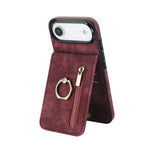 Custodia per telefono con slot per scheda RFID con anello retrò e cerniera, For iPhone 17, For iPhone Air, For iPhone 16 Pro Max