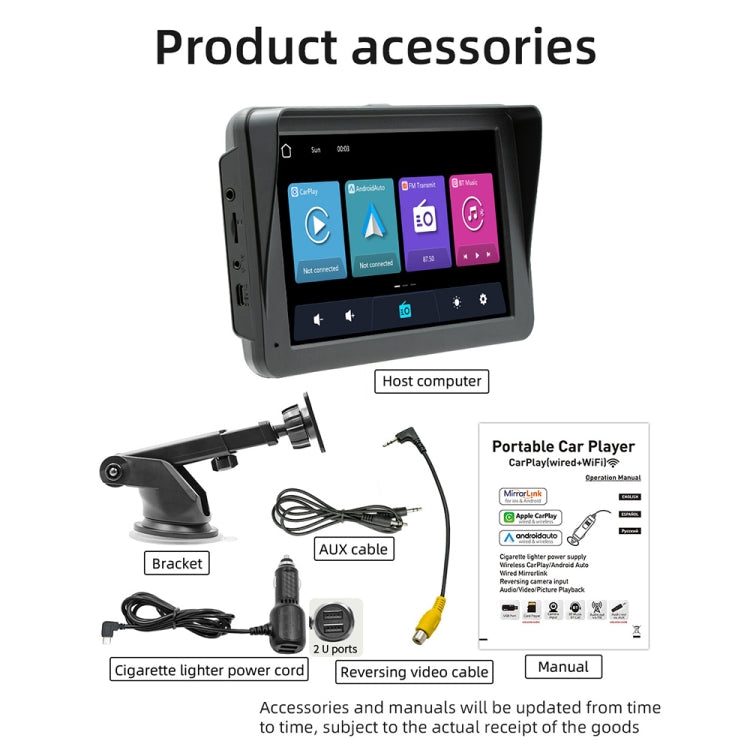 Lettore MP5 per auto 7" con CarPlay wireless e Bluetooth 5.0