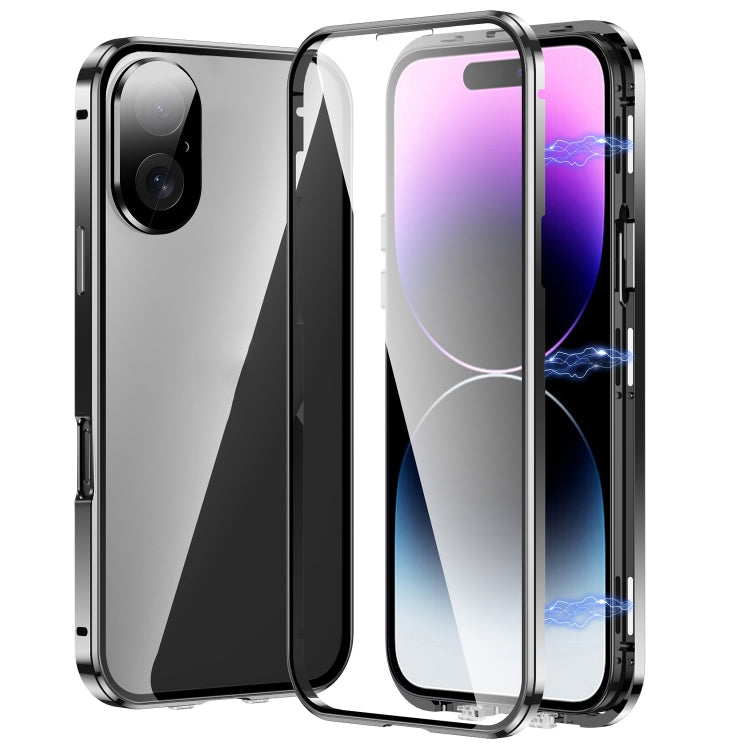 Custodia magnetica per telefono in vetro temperato HD con doppia fibbia, For iPhone 16 Plus, For iPhone 16, For iPhone 15 Pro Max, For iPhone 15 Pro