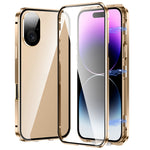 Custodia magnetica per telefono in vetro temperato HD con doppia fibbia, For iPhone 16 Plus, For iPhone 16, For iPhone 15 Pro Max, For iPhone 15 Pro