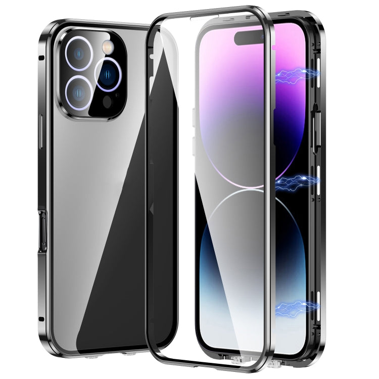 Custodia magnetica per telefono in vetro temperato HD con doppia fibbia, For iPhone 17e / 16e, For iPhone 17, For iPhone 16 Pro Max, For iPhone 16 Pro