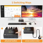 KC-KVM202DP Switch KVM a doppio monitor USB 3.0 DP 4K 60 Hz, KC-KVM202DP