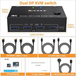 KC-KVM202DP Switch KVM a doppio monitor USB 3.0 DP 4K 60 Hz, KC-KVM202DP