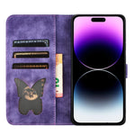 Custodia per cellulare in pelle con stampa a farfalla con gatto, For iPhone 15 Pro Max, For iPhone 15 Pro, For iPhone 15 Plus, For iPhone 15