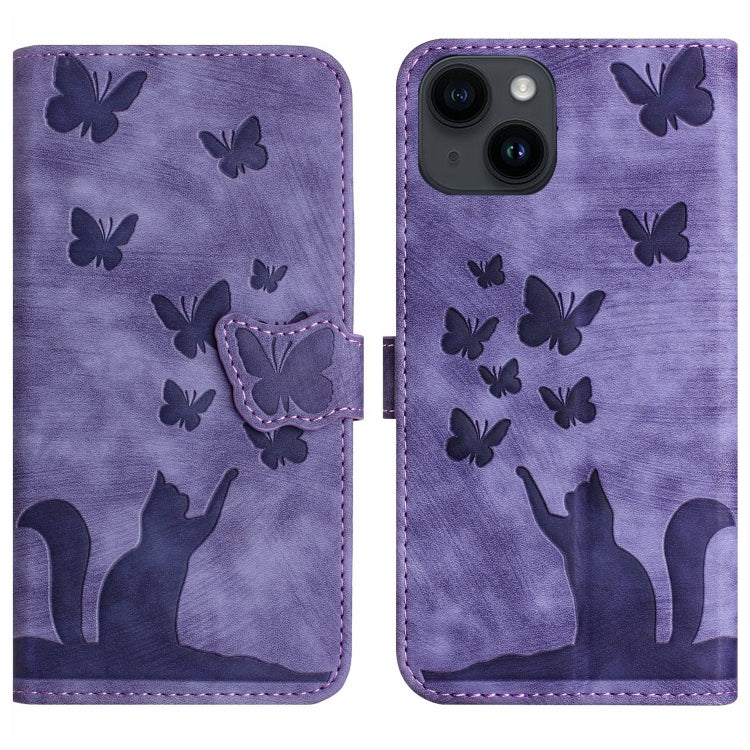 Custodia per cellulare in pelle con stampa a farfalla con gatto, For iPhone 14 Plus, For iPhone 14, For iPhone 14 Pro, For iPhone 14 Pro Max
