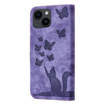 Custodia per cellulare in pelle con stampa a farfalla con gatto, For iPhone 14 Plus, For iPhone 14, For iPhone 14 Pro, For iPhone 14 Pro Max