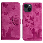 Custodia per cellulare in pelle con stampa a farfalla con gatto, For iPhone 14 Plus, For iPhone 14, For iPhone 14 Pro, For iPhone 14 Pro Max