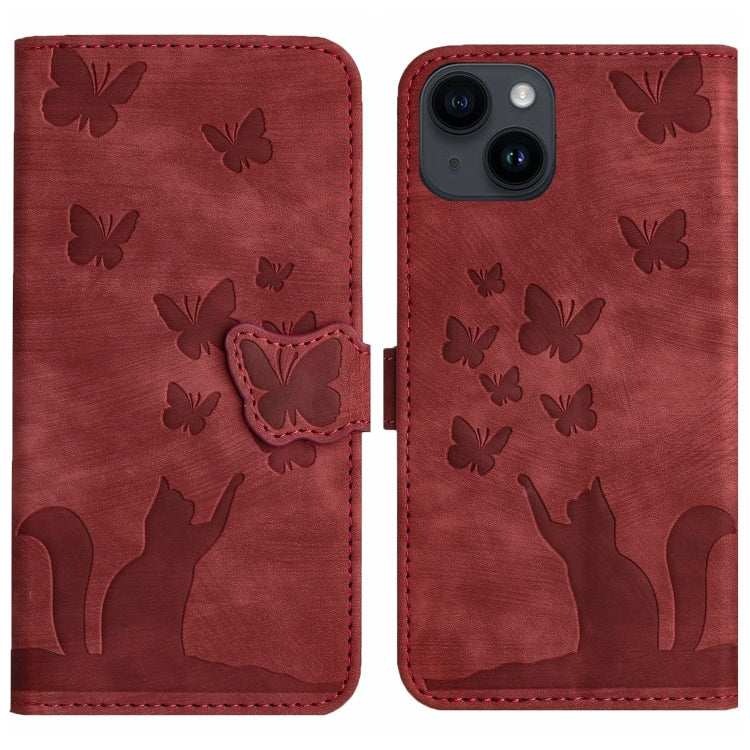 Custodia per cellulare in pelle con stampa a farfalla con gatto, For iPhone 14 Plus, For iPhone 14, For iPhone 14 Pro, For iPhone 14 Pro Max