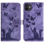 Custodia per cellulare in pelle con stampa a farfalla con gatto, For iPhone 13 mini, For iPhone 12 / 12 Pro, For iPhone 12 Pro Max, For iPhone 12 mini