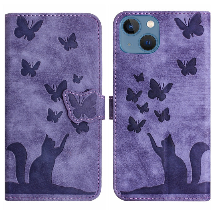 Custodia per cellulare in pelle con stampa a farfalla con gatto, For iPhone 13 mini, For iPhone 12 / 12 Pro, For iPhone 12 Pro Max, For iPhone 12 mini