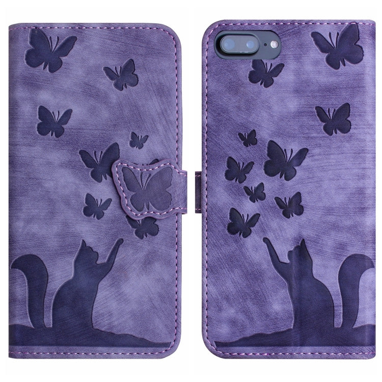 Custodia per cellulare in pelle con stampa a farfalla con gatto, For iPhone XR, For iPhone XS Max, For iPhone 8 Plus / 7 Plus