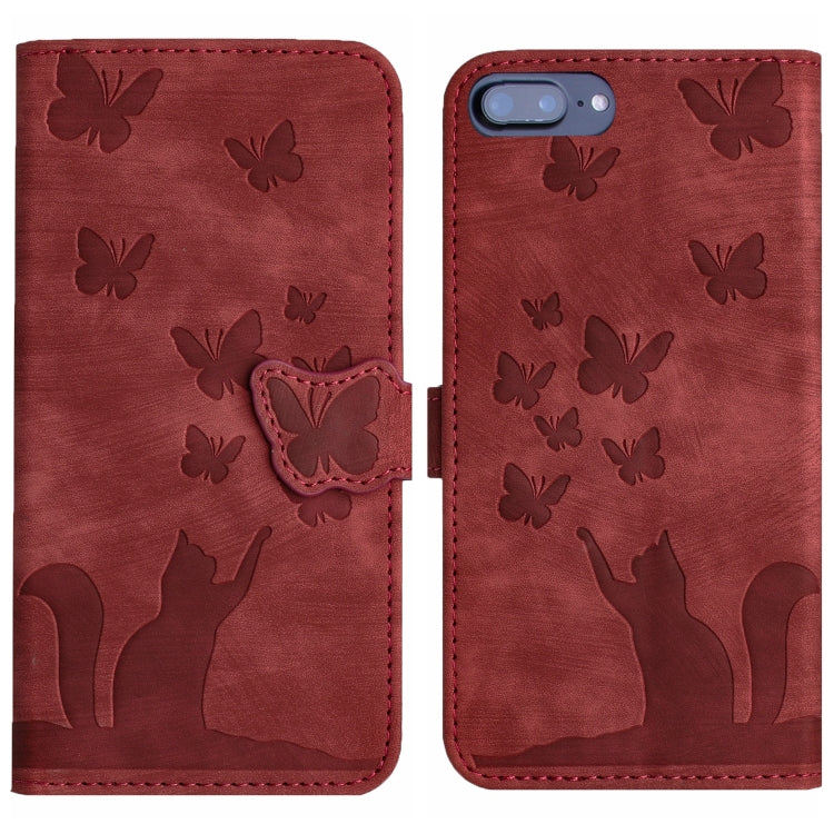 Custodia per cellulare in pelle con stampa a farfalla con gatto, For iPhone XR, For iPhone XS Max, For iPhone 8 Plus / 7 Plus