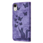 Custodia per cellulare in pelle con stampa a farfalla con gatto, For iPhone XR, For iPhone XS Max, For iPhone 8 Plus / 7 Plus