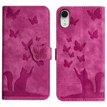 Custodia per cellulare in pelle con stampa a farfalla con gatto, For iPhone XR, For iPhone XS Max, For iPhone 8 Plus / 7 Plus