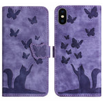 Custodia per cellulare in pelle con stampa a farfalla con gatto, For iPhone XR, For iPhone XS Max, For iPhone 8 Plus / 7 Plus