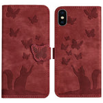 Custodia per cellulare in pelle con stampa a farfalla con gatto, For iPhone XR, For iPhone XS Max, For iPhone 8 Plus / 7 Plus