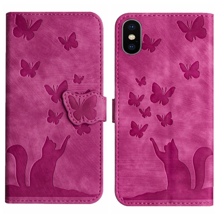 Custodia per cellulare in pelle con stampa a farfalla con gatto, For iPhone XR, For iPhone XS Max, For iPhone 8 Plus / 7 Plus