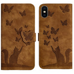 Custodia per cellulare in pelle con stampa a farfalla con gatto, For iPhone XR, For iPhone XS Max, For iPhone 8 Plus / 7 Plus