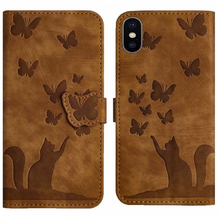 Custodia per cellulare in pelle con stampa a farfalla con gatto, For iPhone XR, For iPhone XS Max, For iPhone 8 Plus / 7 Plus