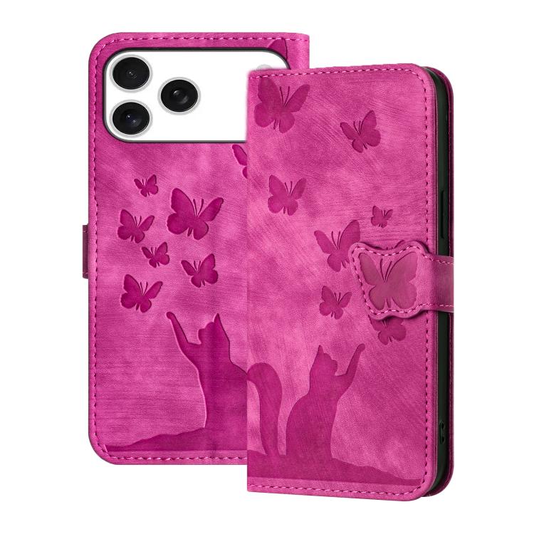 Custodia per cellulare in pelle con stampa a farfalla con gatto, For iPhone 17 Pro Max, For iPhone 17 Pro, For iPhone 17, For iPhone Air