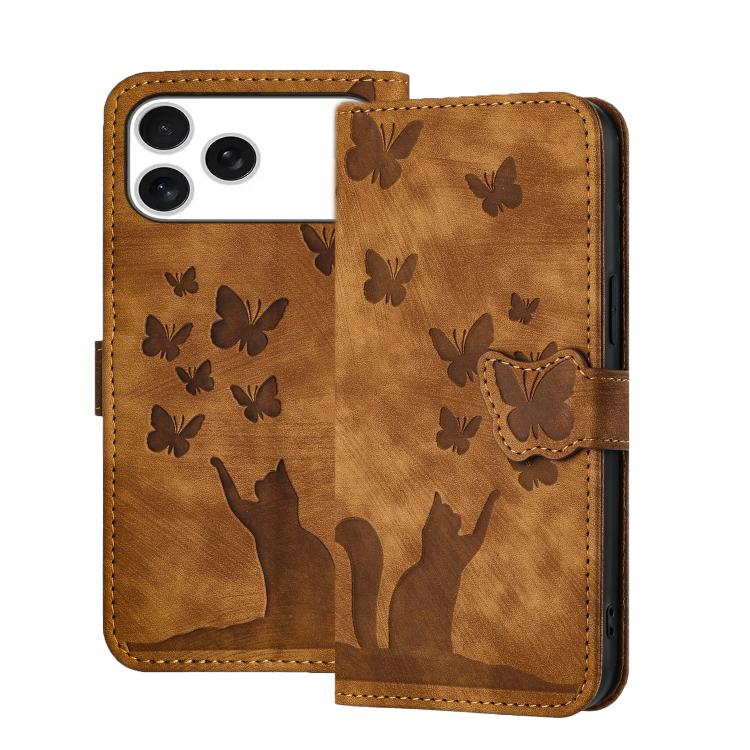Custodia per cellulare in pelle con stampa a farfalla con gatto, For iPhone 17 Pro Max, For iPhone 17 Pro, For iPhone 17, For iPhone Air