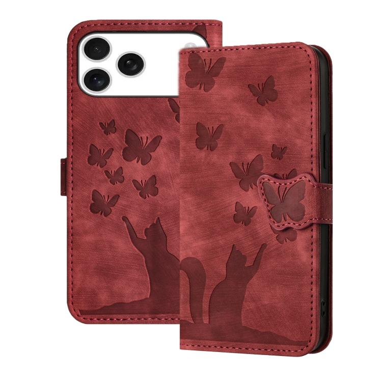Custodia per cellulare in pelle con stampa a farfalla con gatto, For iPhone 17 Pro Max, For iPhone 17 Pro, For iPhone 17, For iPhone Air