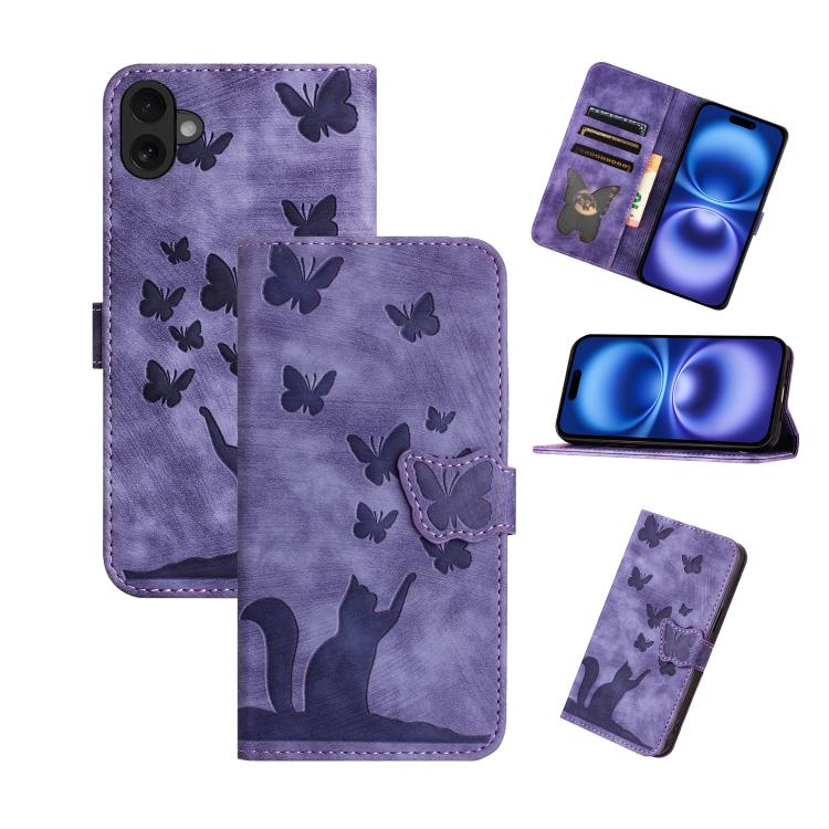 Custodia per cellulare in pelle con stampa a farfalla con gatto, For iPhone 17 Pro Max, For iPhone 17 Pro, For iPhone 17, For iPhone Air