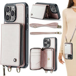 Custodia portafoglio in pelle con cerniera per iPhone 16 Pro