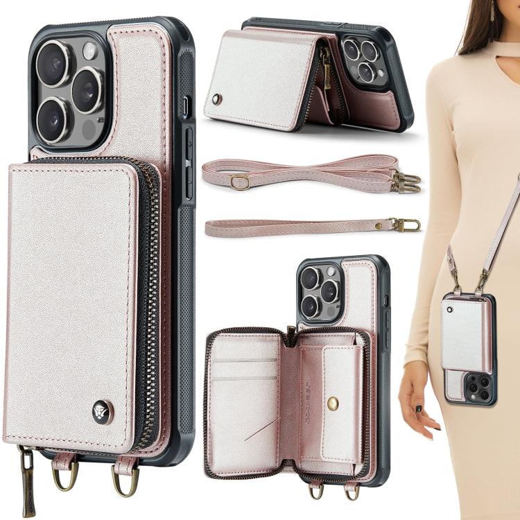 Custodia portafoglio in pelle con cerniera per iPhone 16 Pro