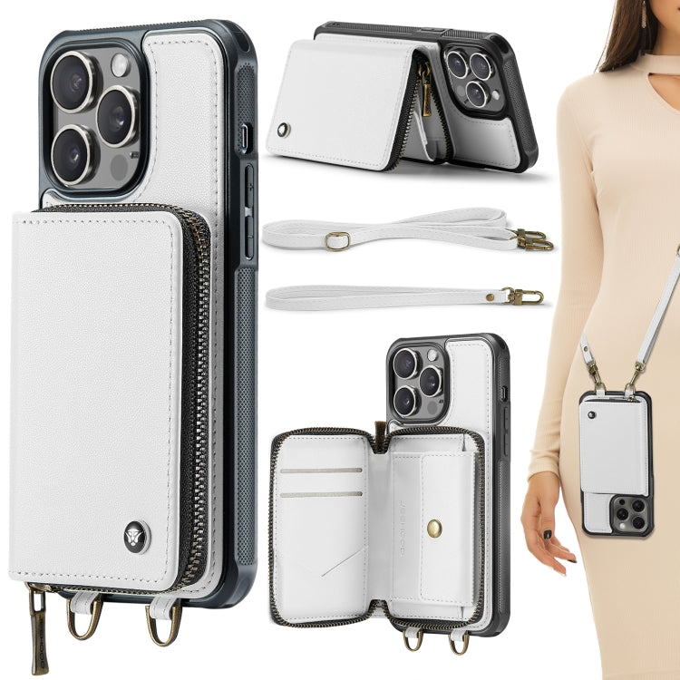 Custodia portafoglio in pelle con cerniera per iPhone 16 Pro