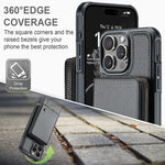 Custodia portafoglio in pelle con cerniera per iPhone 16 Pro
