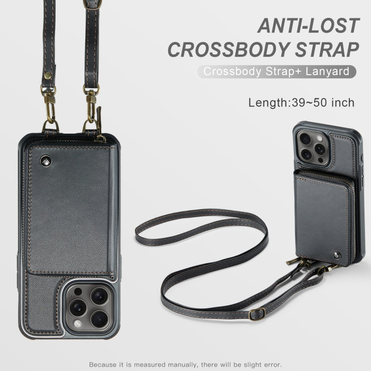 Custodia portafoglio in pelle con cerniera per iPhone 16 Pro