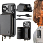 Custodia portafoglio in pelle con cerniera per iPhone 17 Pro Max