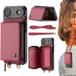 Custodia portafoglio in pelle con cerniera per iPhone 17 Pro Max