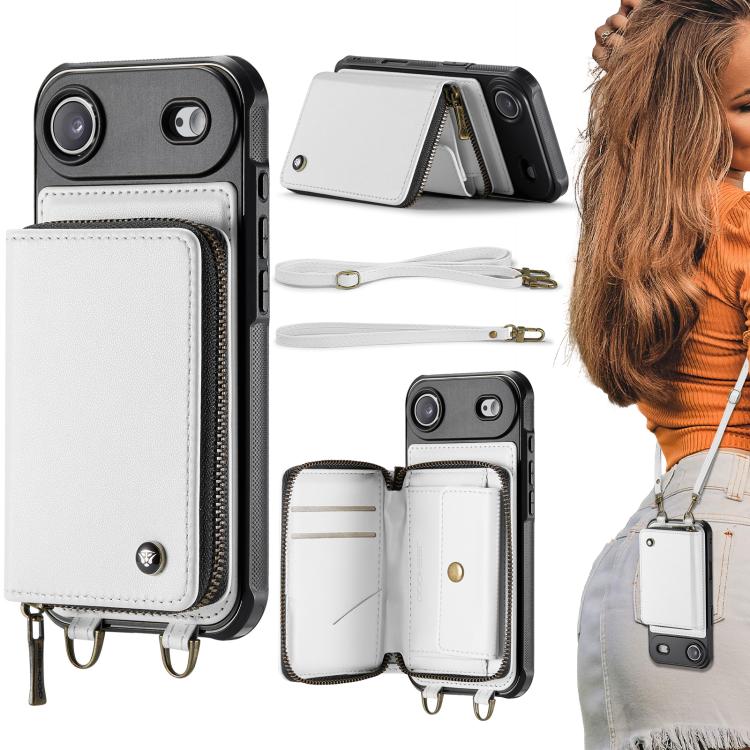 Custodia portafoglio in pelle con cerniera per iPhone 17 Pro Max