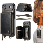 Custodia portafoglio in pelle con cerniera per iPhone 17 Pro Max