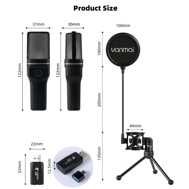 Microfono da tavolo wireless Yanmai SF-777W con luce RGB