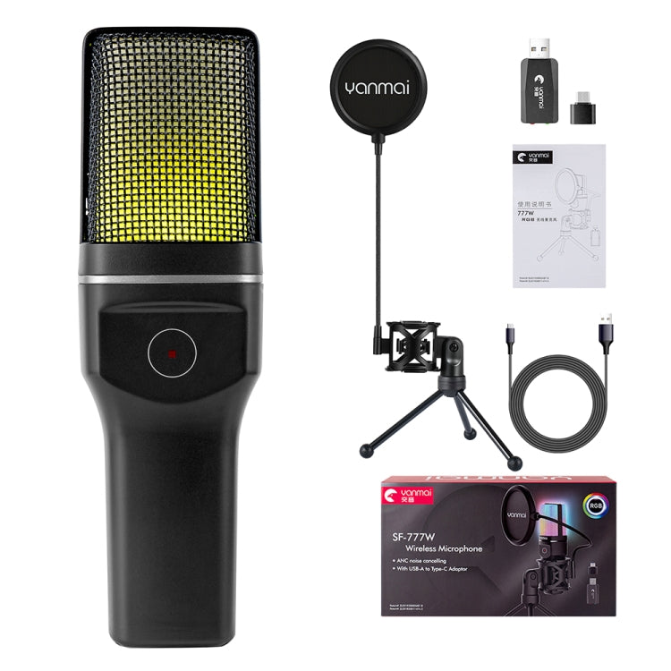 Microfono da tavolo wireless Yanmai SF-777W con luce RGB