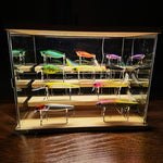 Set 4 espositori acrilici per esche da pesca 12.5x8.5cm