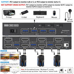 Switch KVM doppio monitor HDMI 4K 60Hz USB 3.0 EU Plug