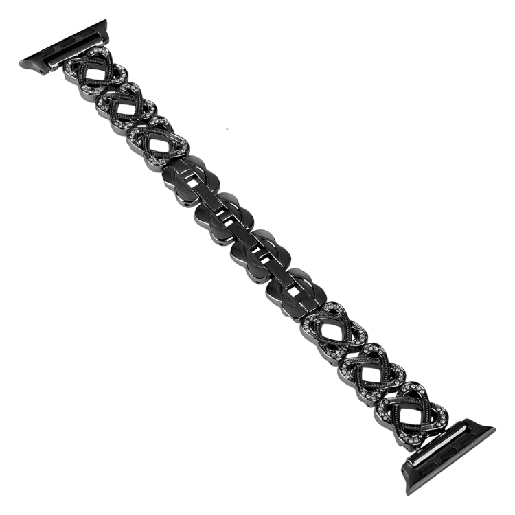 Cinturino per orologio in metallo con diamanti incrociati con cuori, For Apple Watch Series 5 44mm, For Apple Watch Series 5 40mm, For Apple Watch Series 4 44mm, For Apple Watch Series 4 40mm