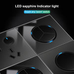 Pannello interruttori vetro temperato LED 86 mm nero